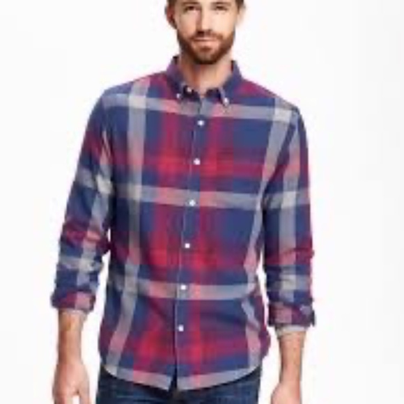 Old Navy Men's Slim Fit Button Down Flannel Plaid Shirt SIZE XL - Picture 1 of 12